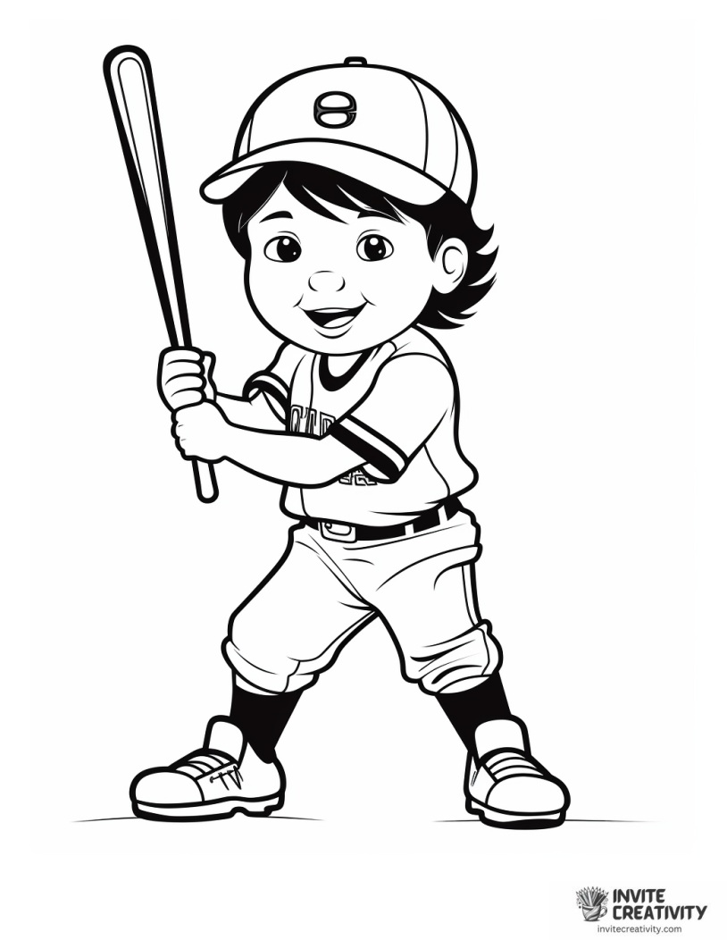boy playing softball illustration
