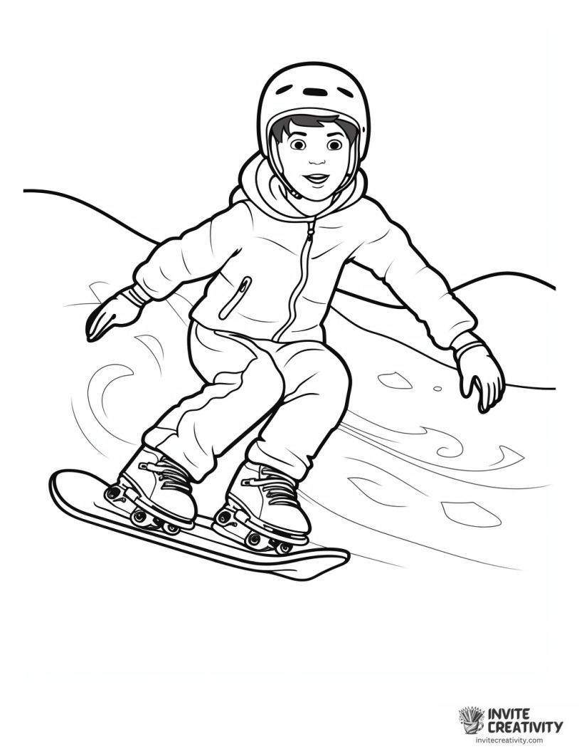 boy snowboarding to color