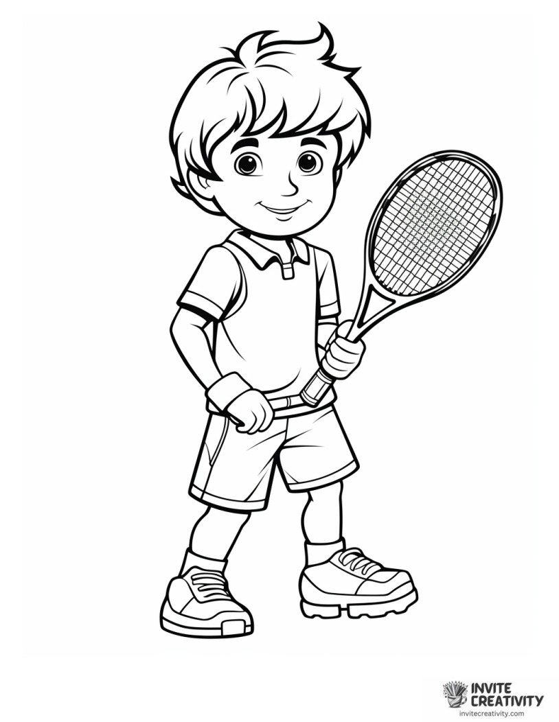 boy tennis player coloring page