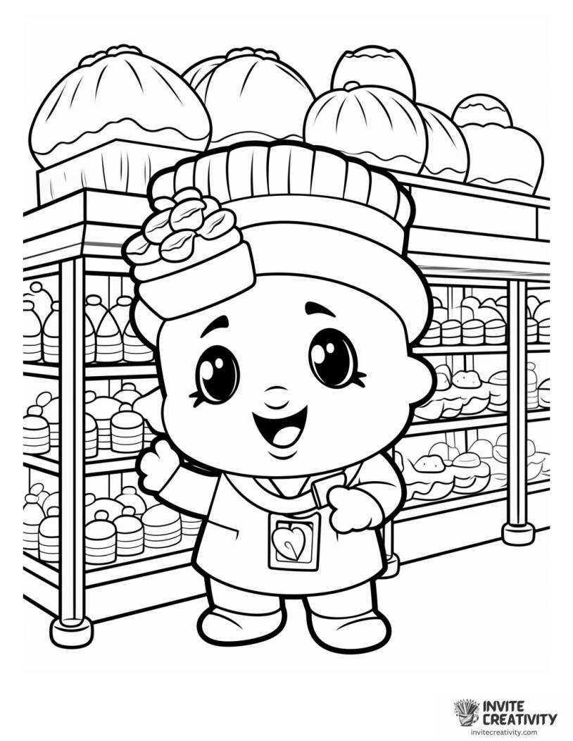 bread shopkins style coloring page