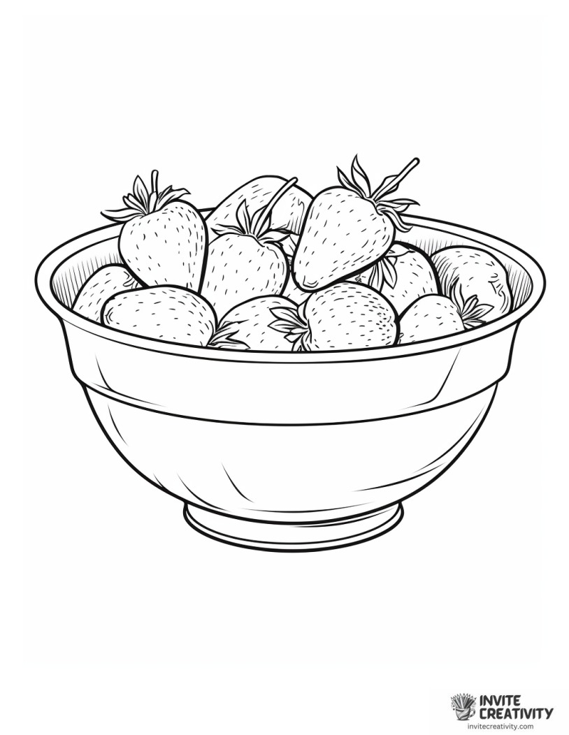 bunch of strawberries in the bowl coloring page
