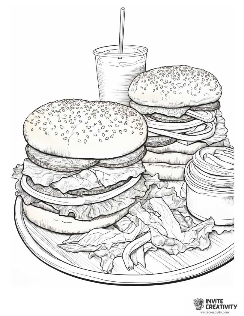 burgers coloring sheet