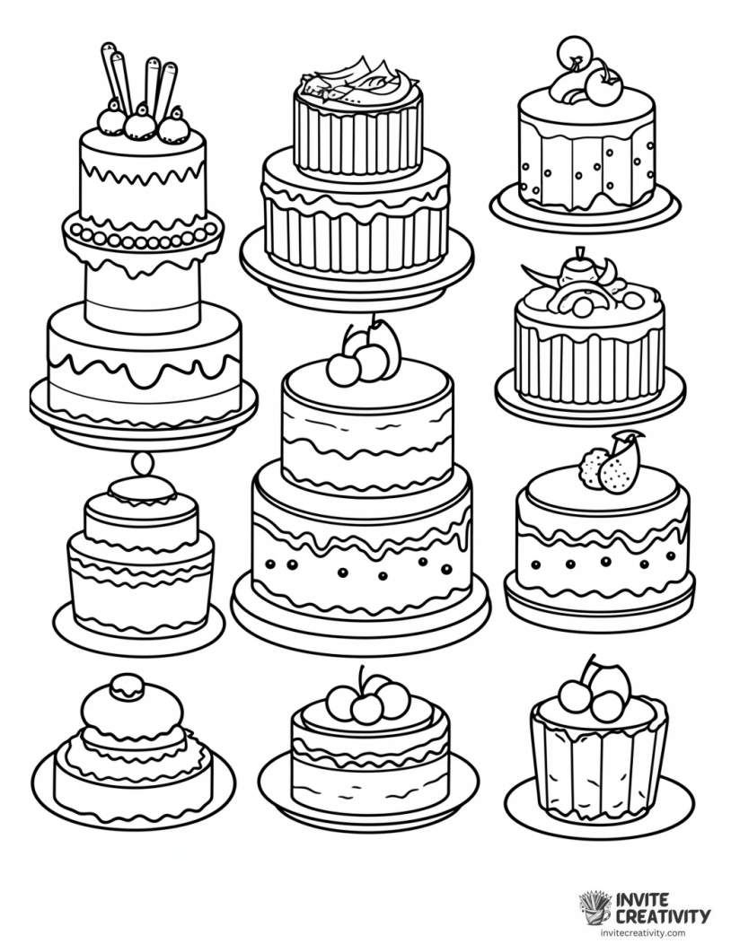 cakes coloring sheet