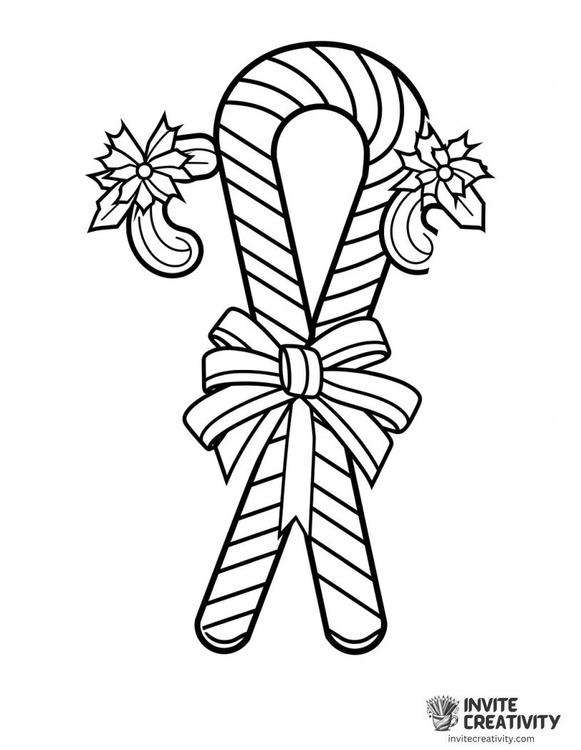 candy cane in bowknot pattern Coloring sheet