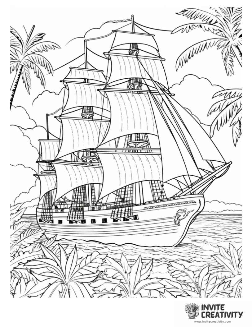 caribbean ship to color