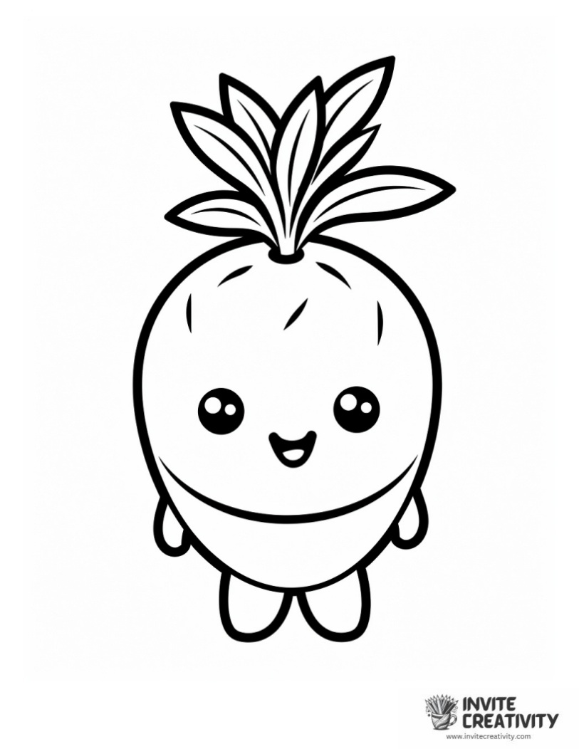 carrot cartoon kawaii for preschool page to color