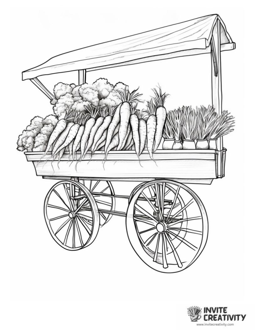 carrot stand in farmers market coloring sheet