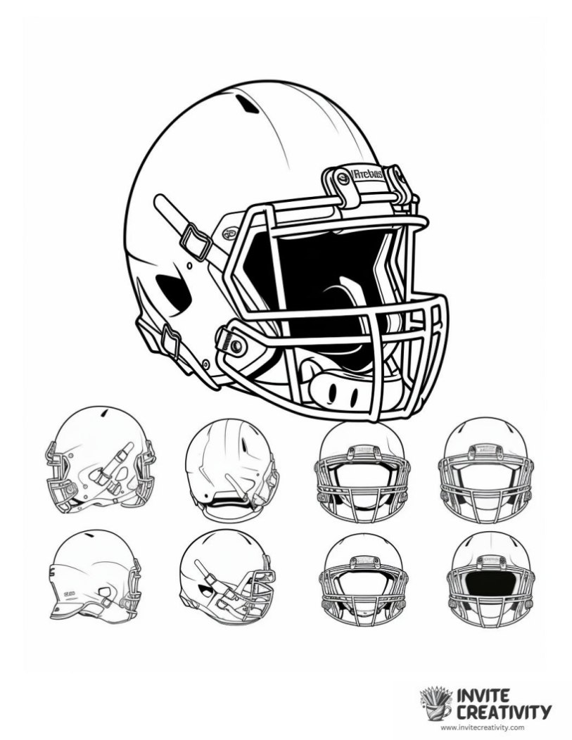 cartoon football helmet page to color