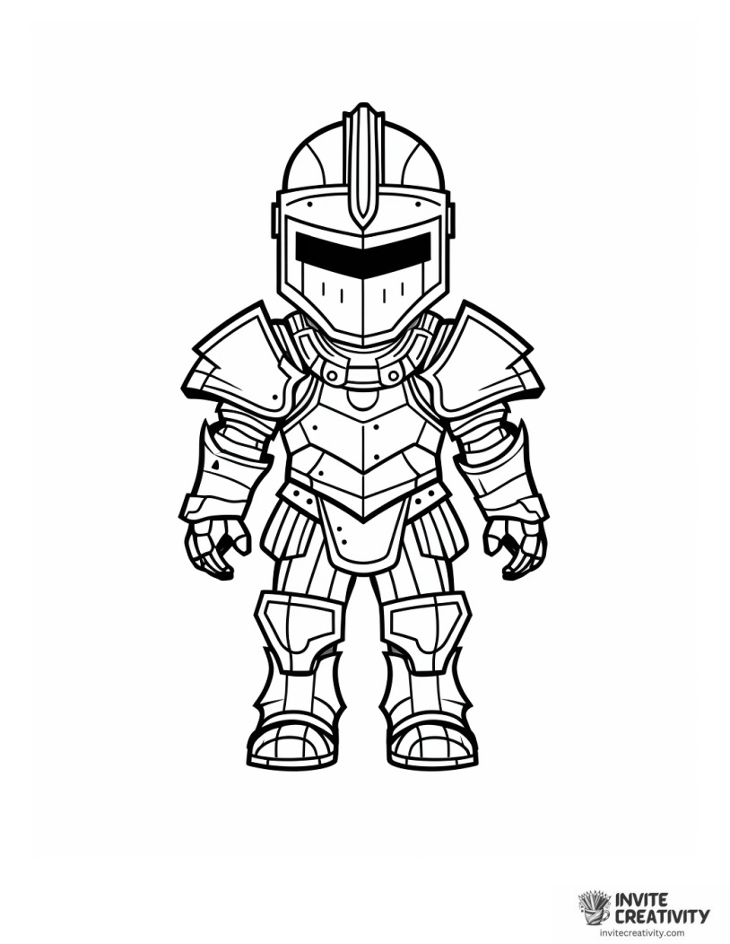 cartoon knight armor page to color