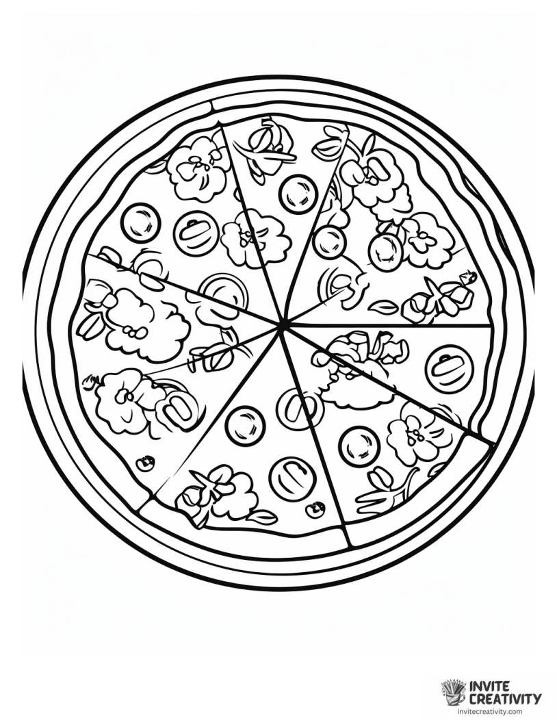 cartoon pizza drawing to color