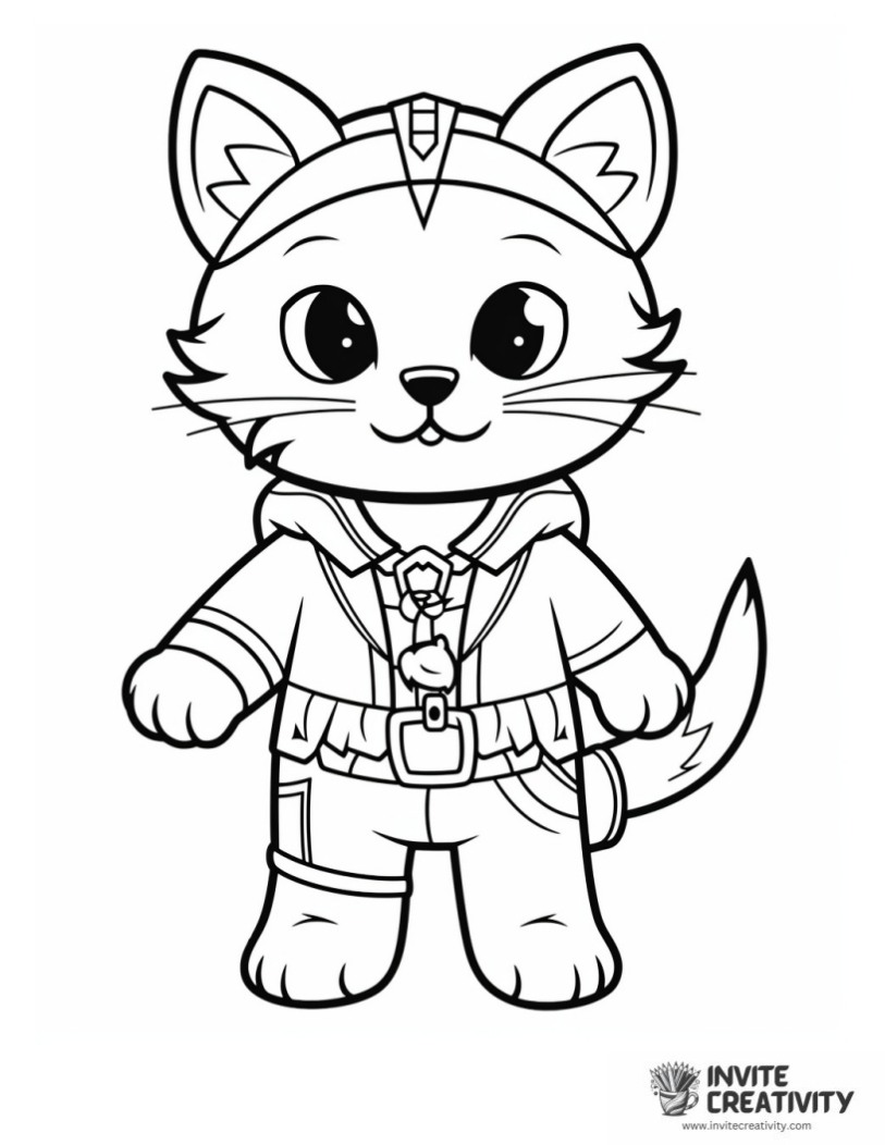 cat pirate drawing to color