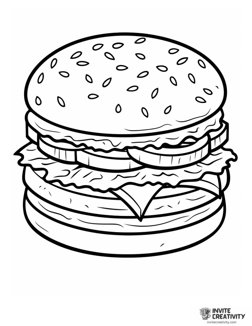 cheese burger drawing to color