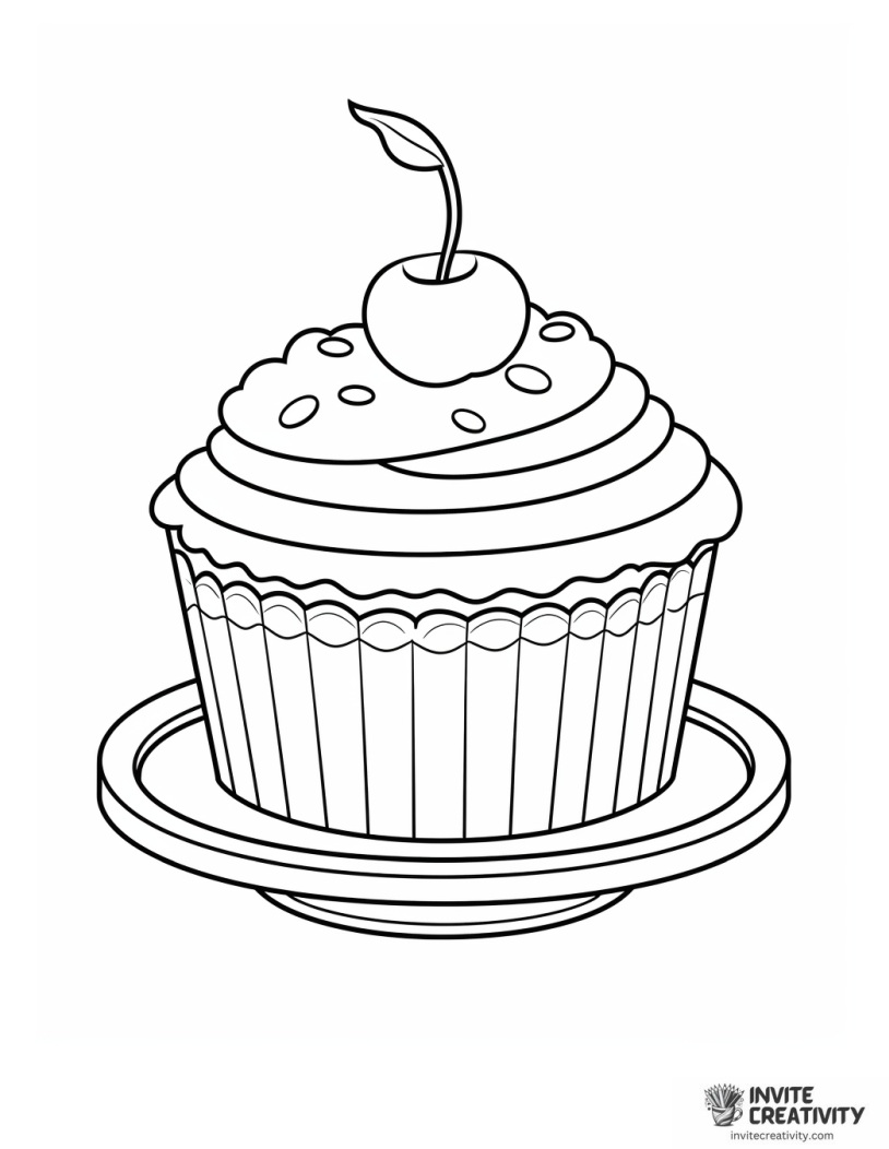 cherry cupcake coloring page