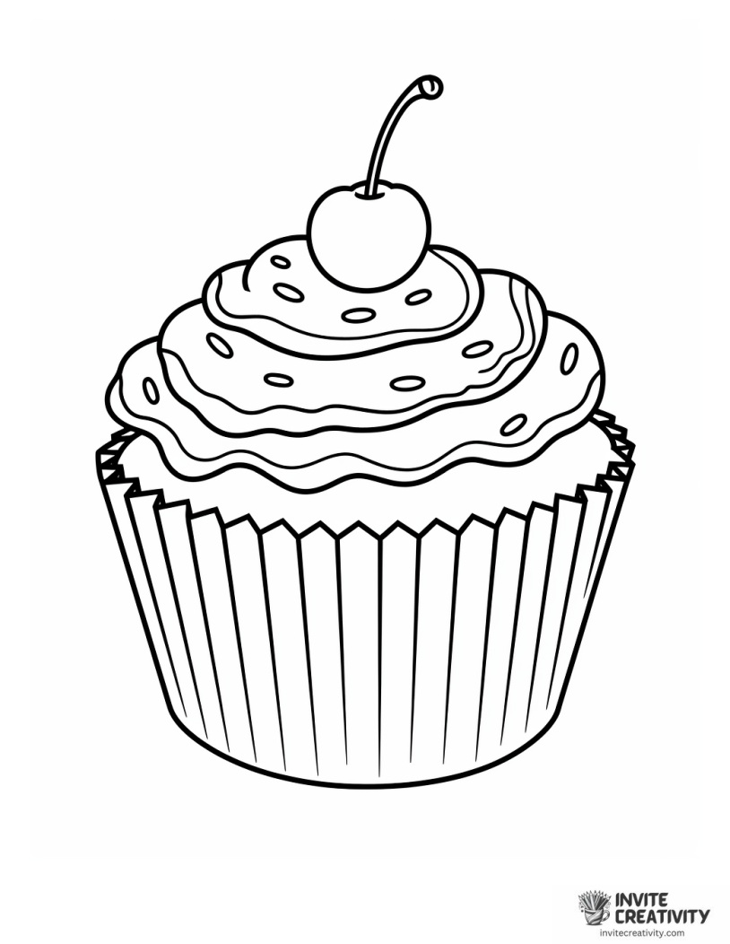 cherry on cupcake coloring sheet