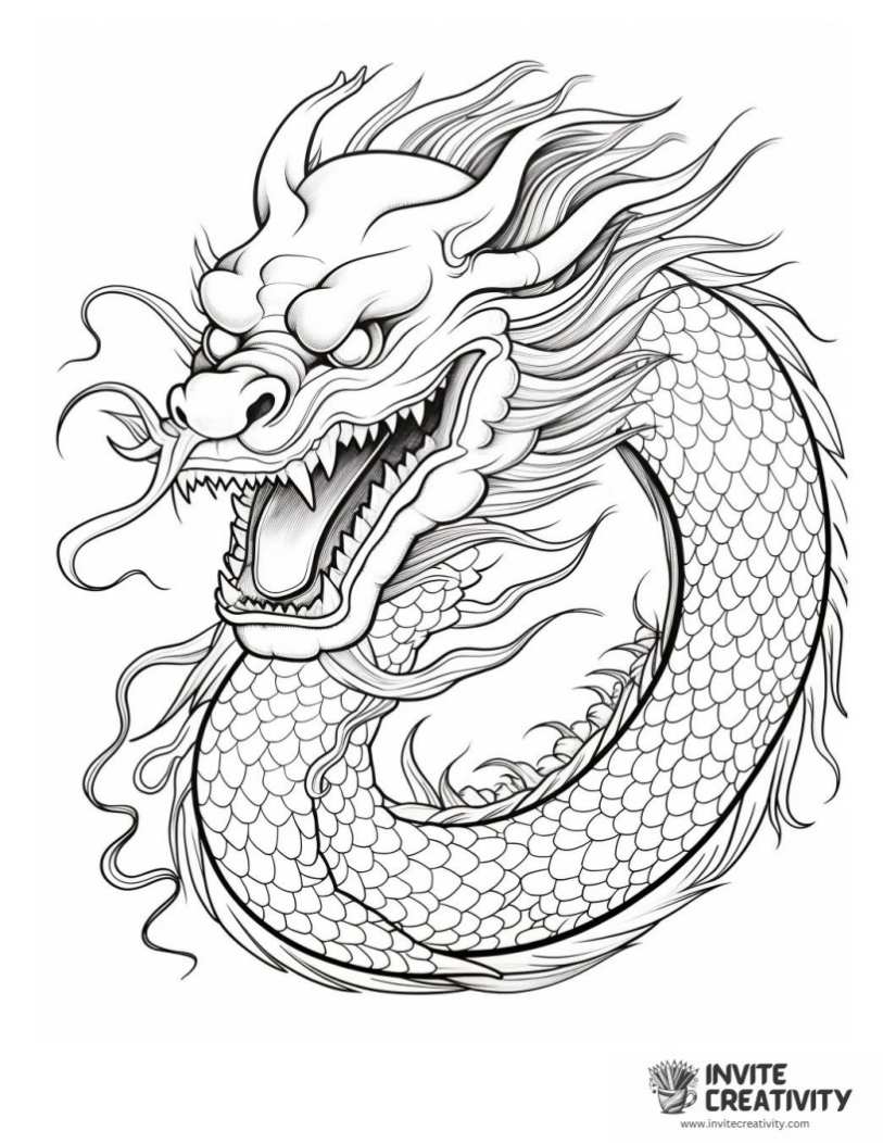 chinese dragon coloring book page