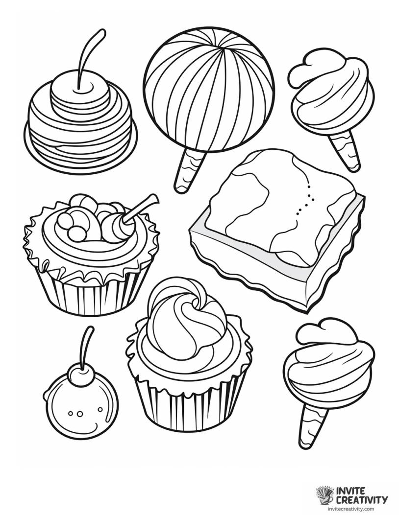chocolate sweets coloring sheet