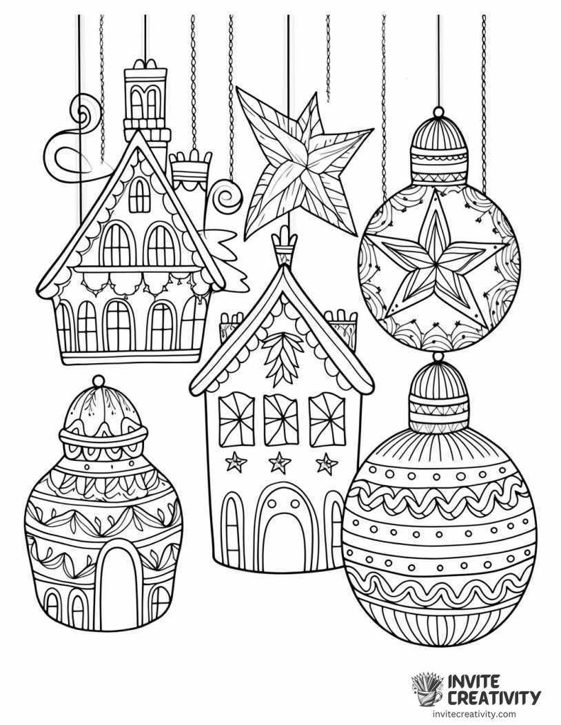 christmas decorations Coloring book page