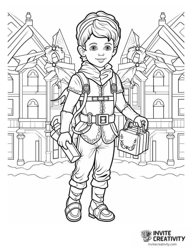 christmas elf Coloring book page