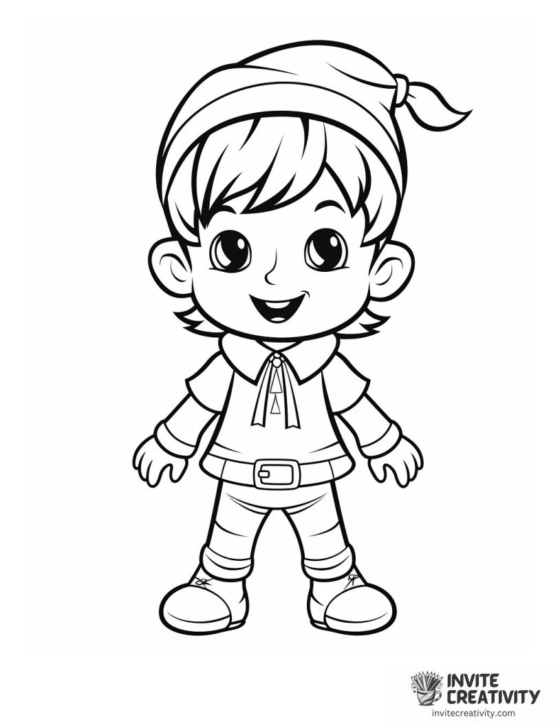 christmas elf happy holidays Coloring page of