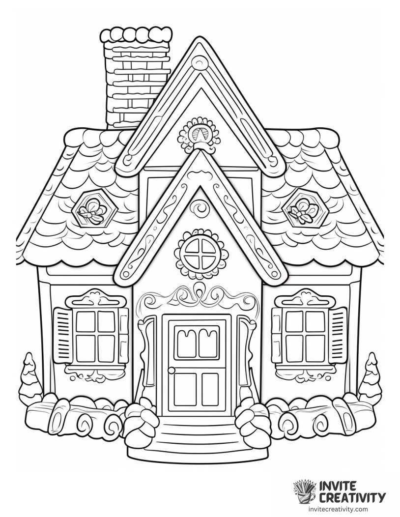christmas gingerbread house Page to Color