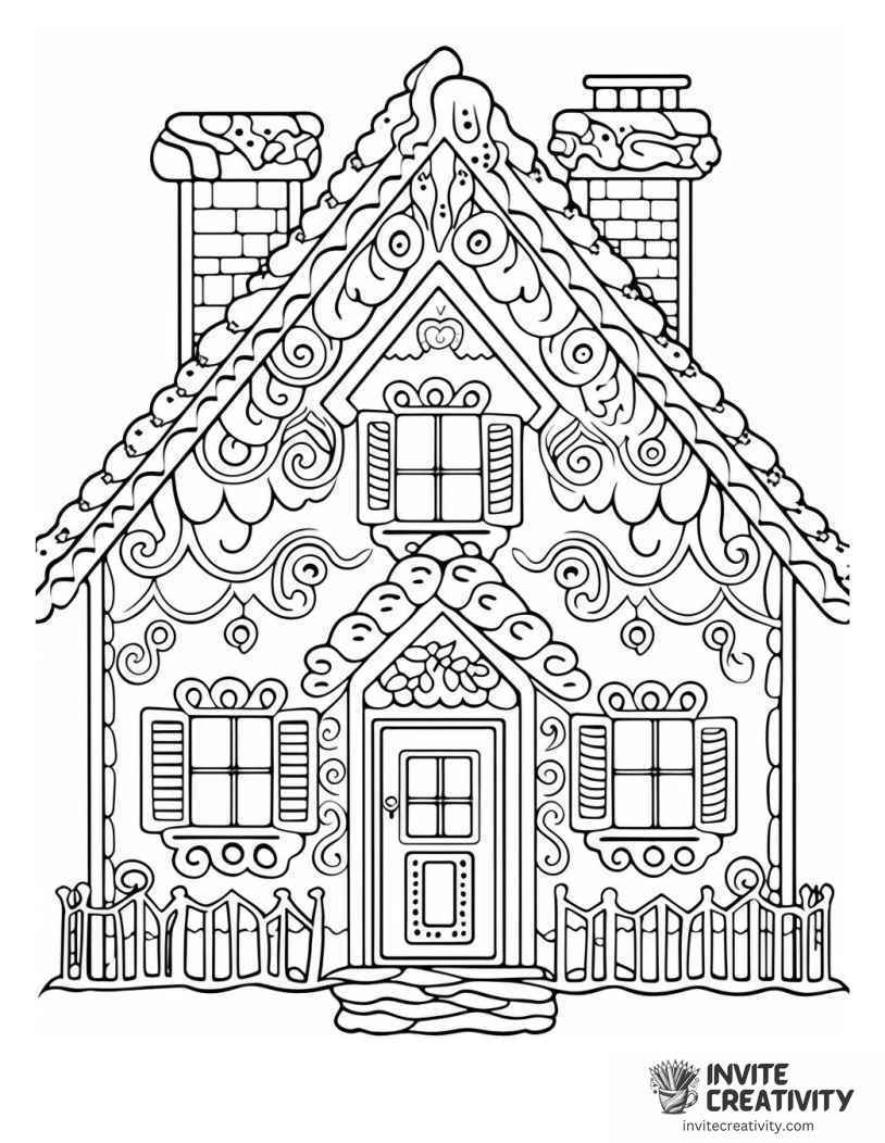 christmas gingerbread house detailed Coloring sheet of