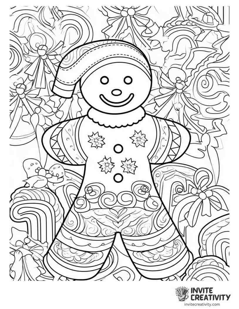 christmas gingerbread man detailed To Color