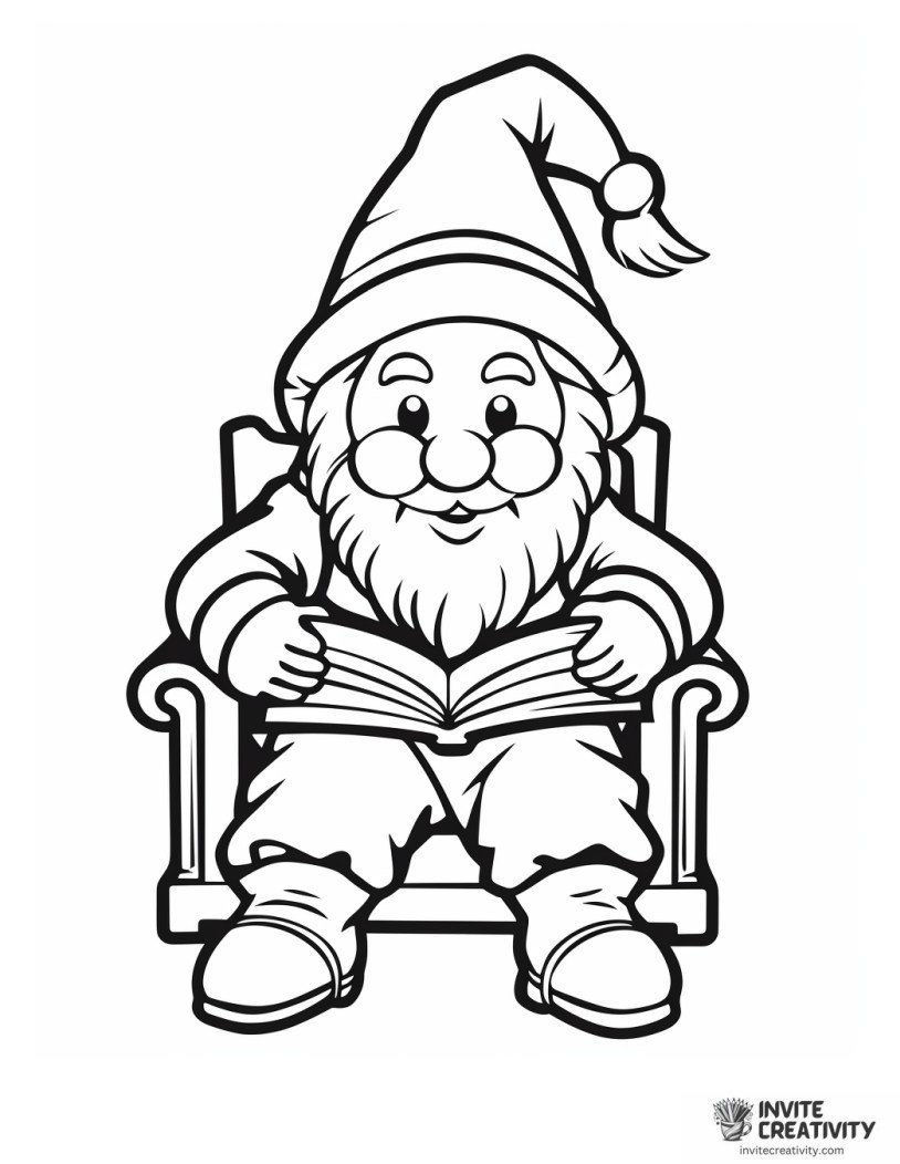 christmas gnome reading a book