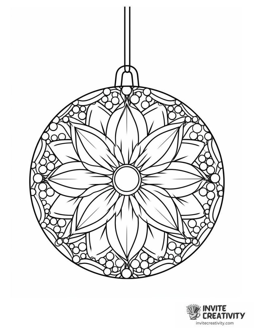 christmas ornament bauble flower pattern Page to Color