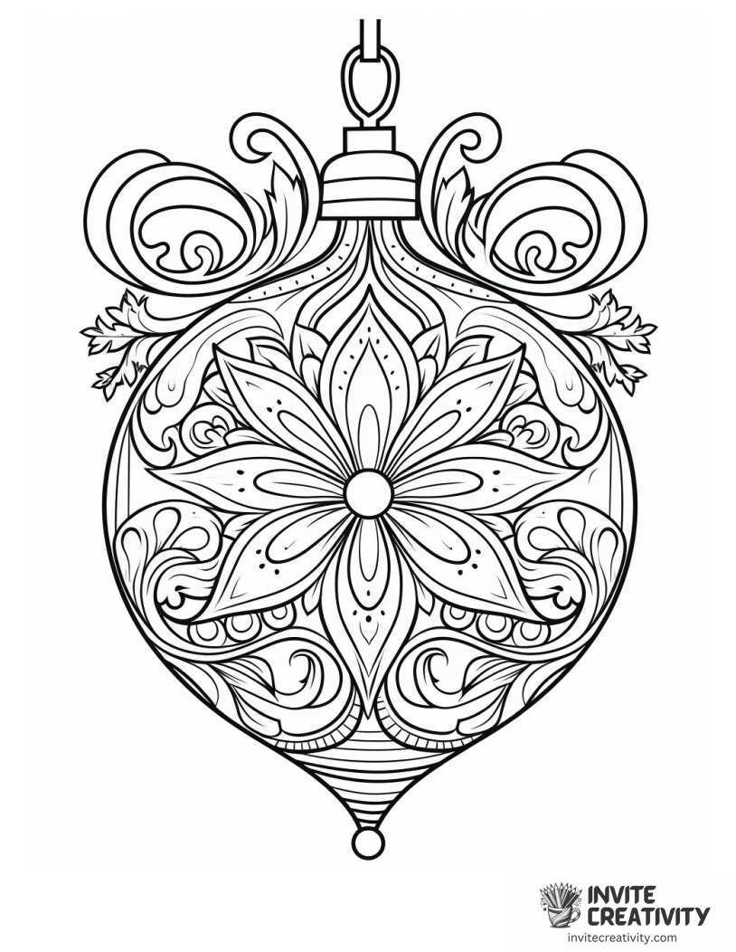 christmas ornament vintage teardrop Coloring page of