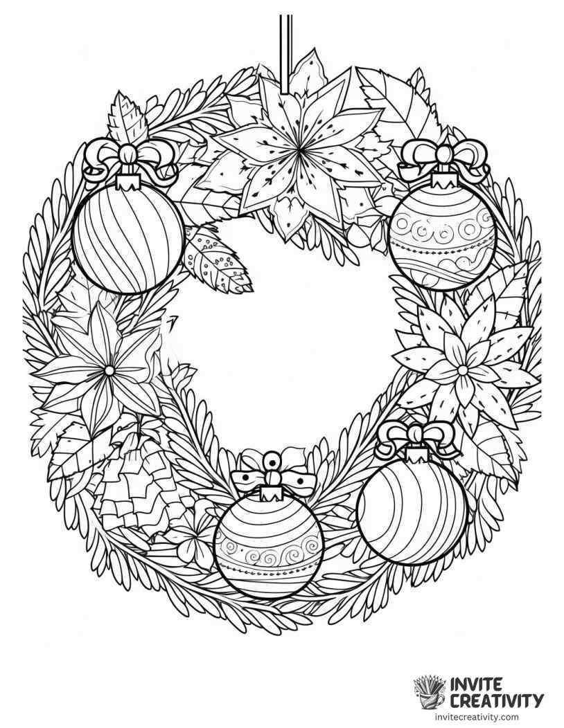 christmas ornament wreath Coloring page