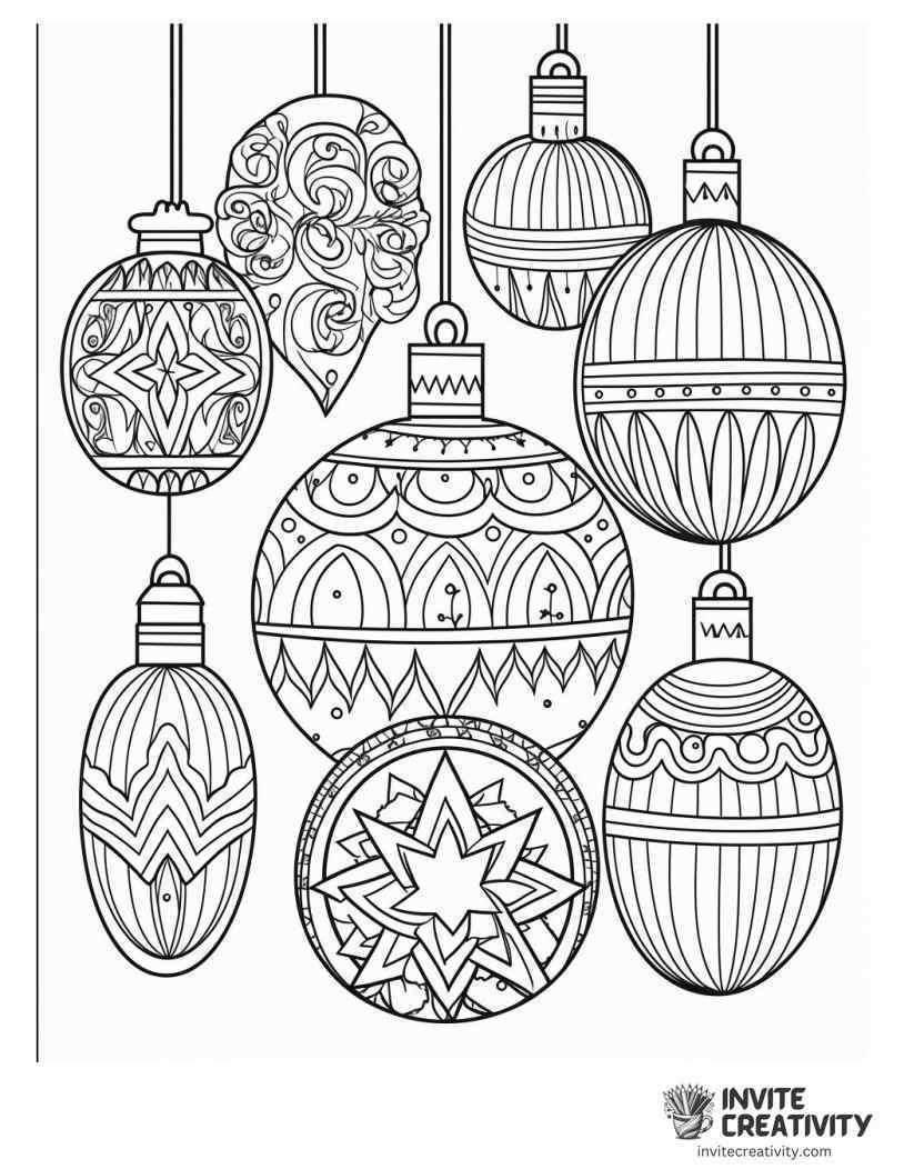 christmas ornaments Coloring sheet of