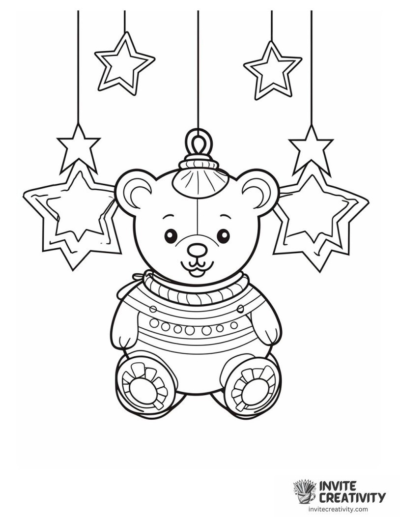 christmas ornaments bear theme Coloring page