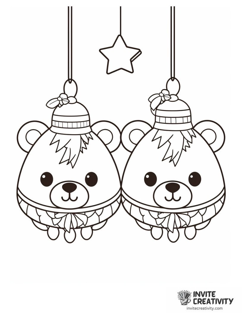 christmas ornaments bears Coloring page