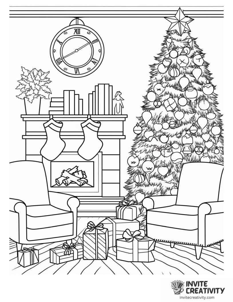 christmas ornaments in the living room Coloring page