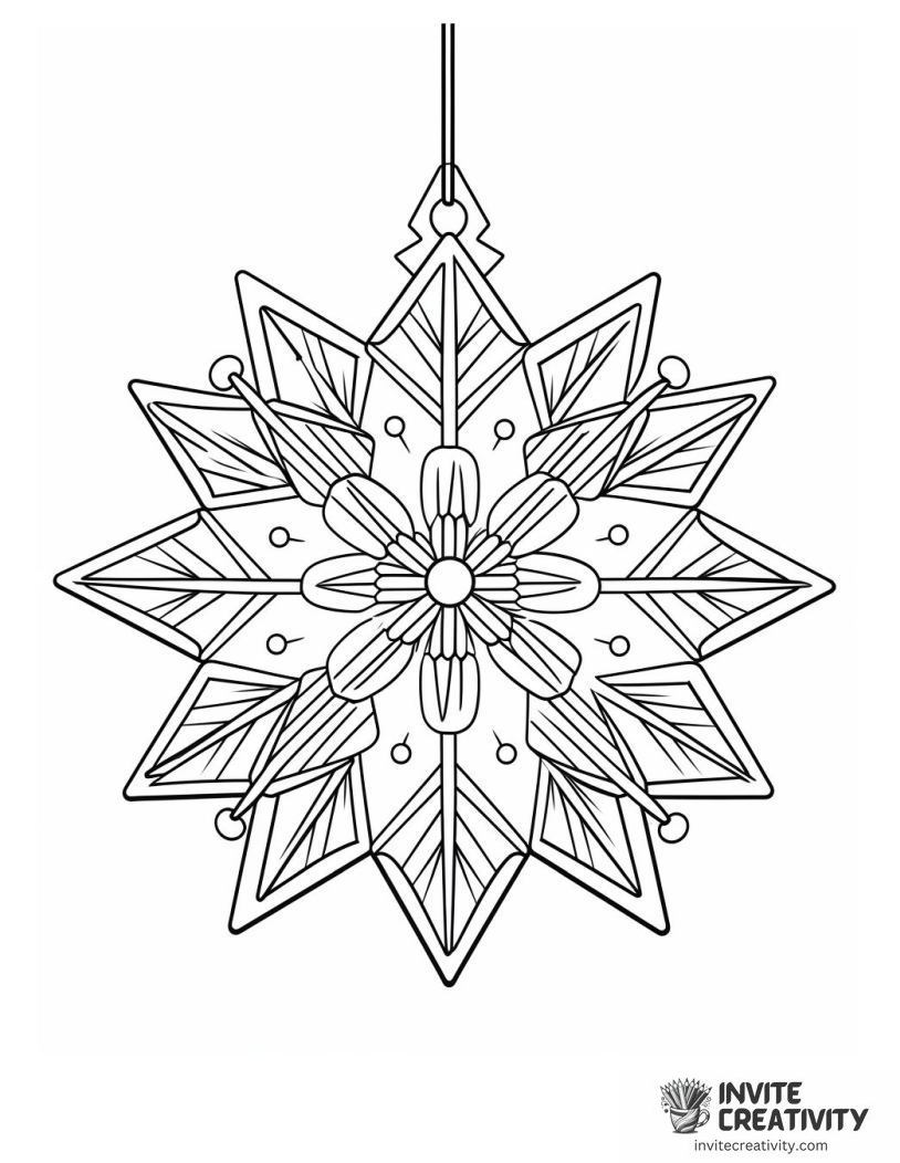 christmas ornaments snowflake theme Coloring book page