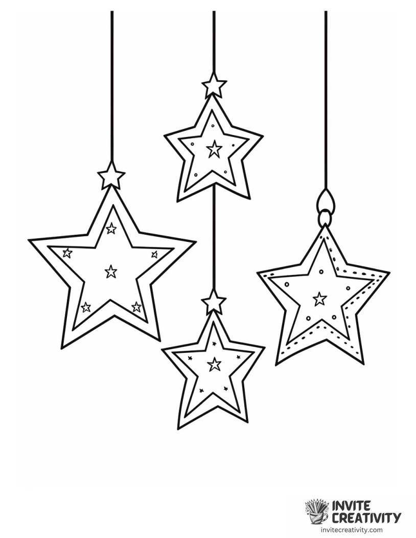 christmas ornaments stars for the tree Coloring sheet of