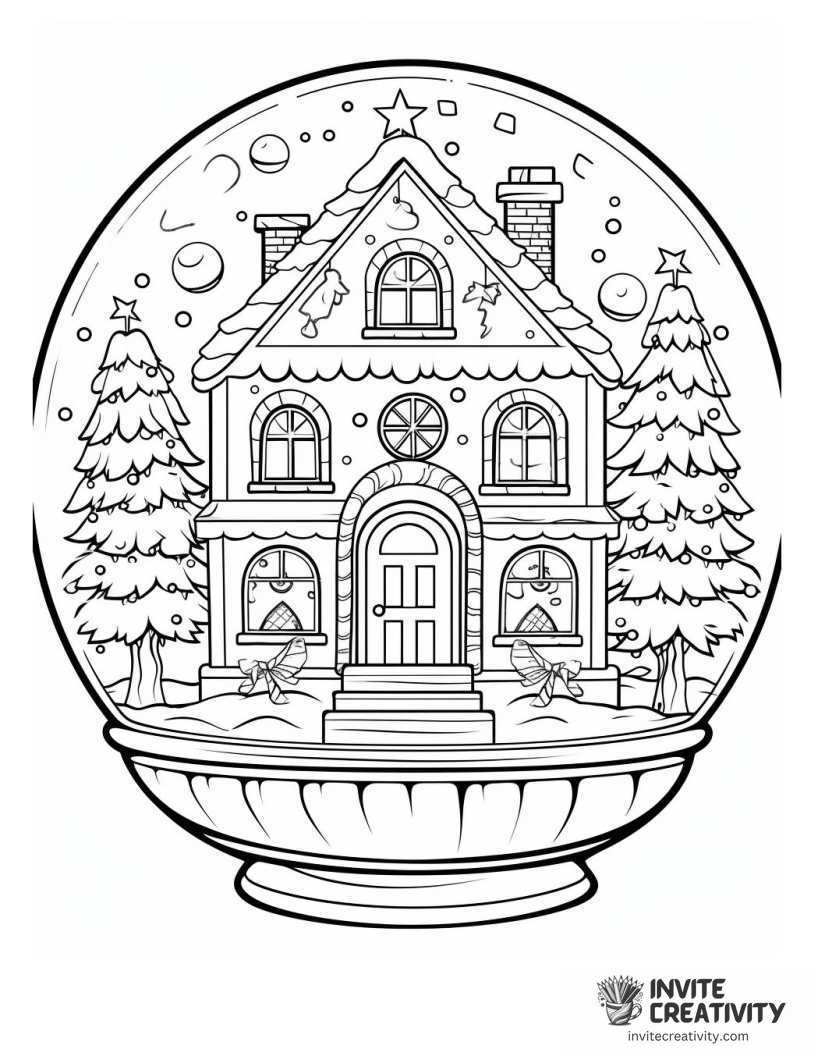 christmas snowglobe Coloring page