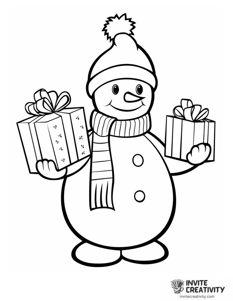 christmas snowman Coloring page of