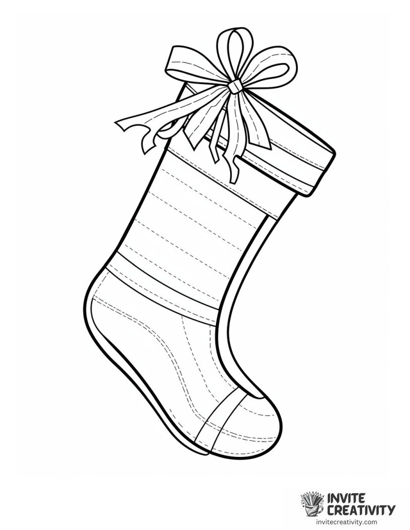 christmas sock with ribbon Coloring page of