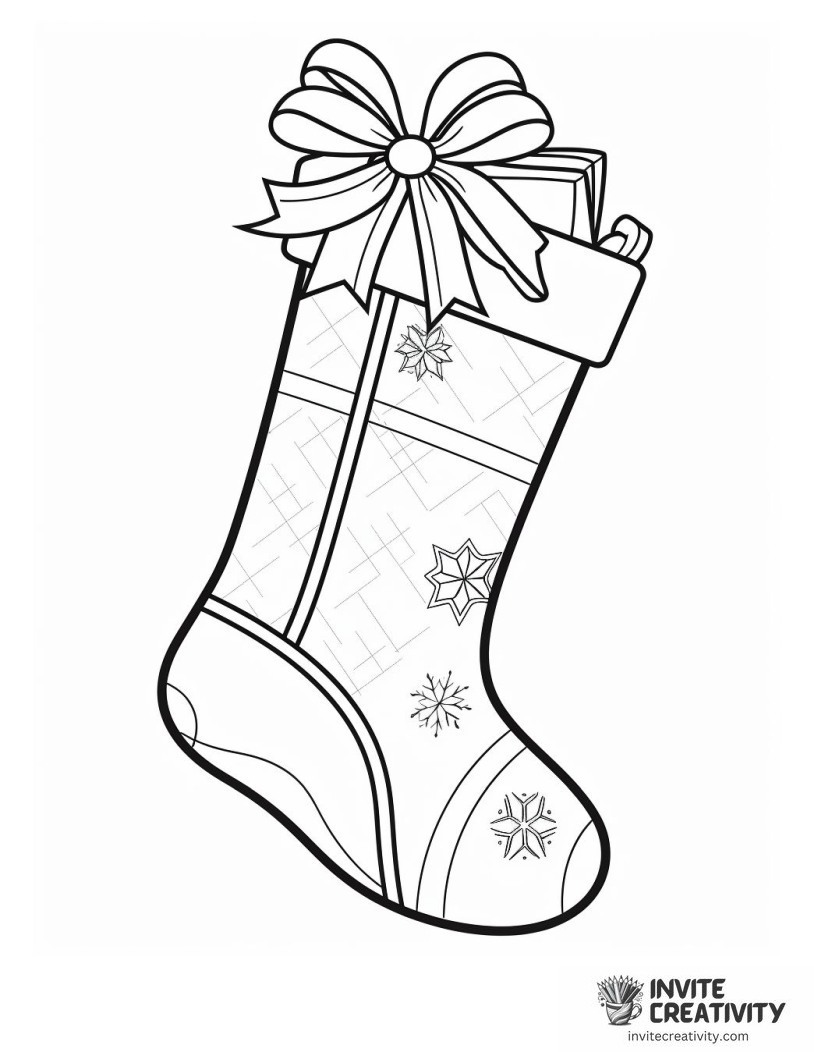 christmas stocking with bowknot Coloring page