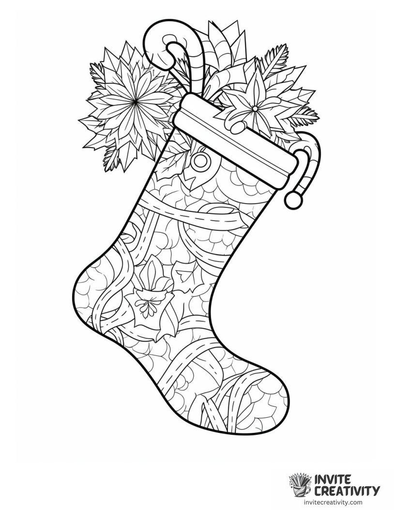 christmas stocking with christmas ornaments To Color