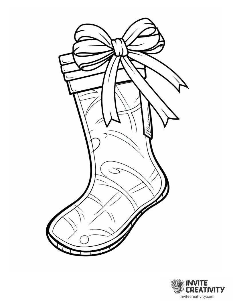 christmas stocking with ribbon To Color