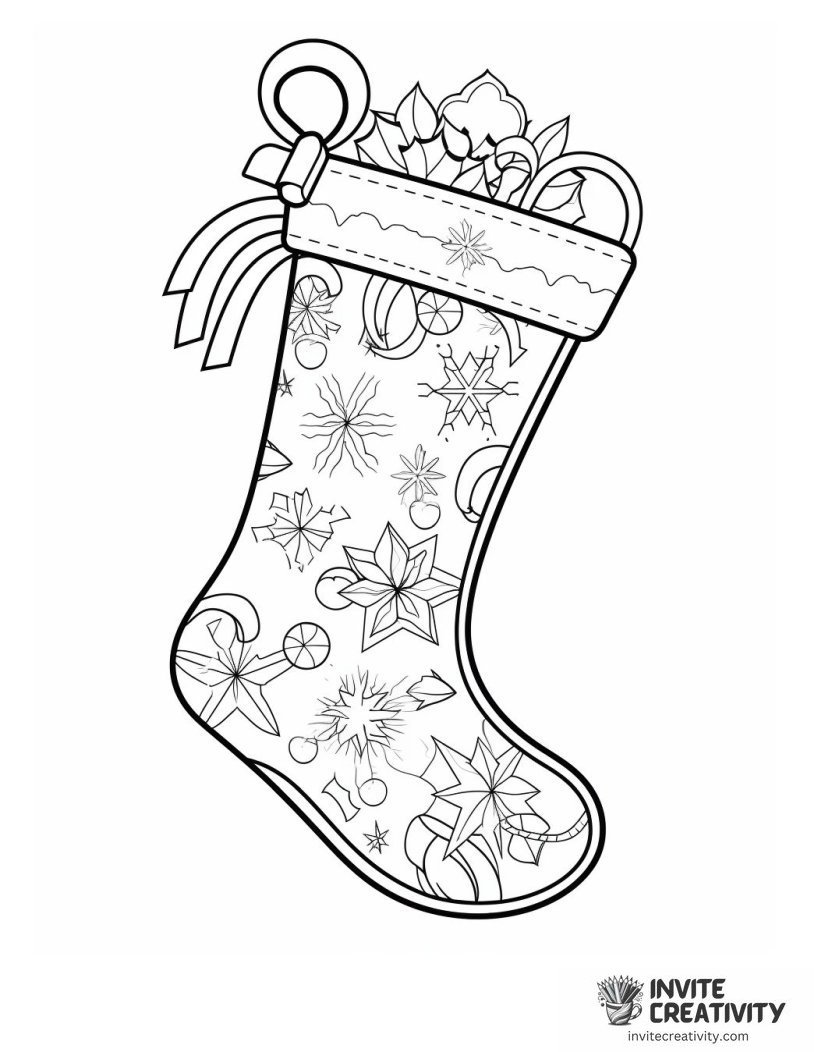 christmas stocking with snowflakes Coloring page