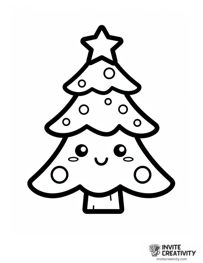 christmas tree cute Coloring page