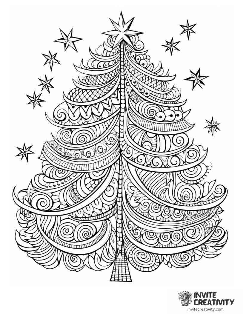 christmas tree detailed Coloring page of