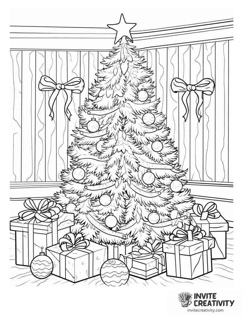 christmas tree in the living room Coloring page