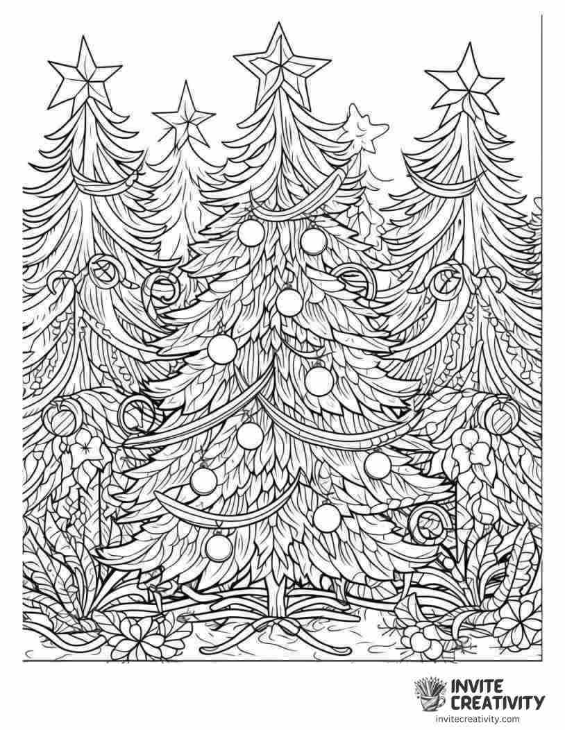 christmas tree realistic Coloring page