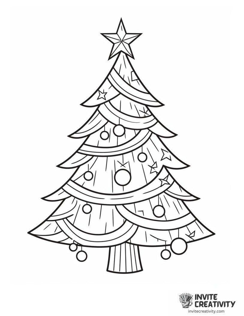 christmas tree simple to color Coloring book page