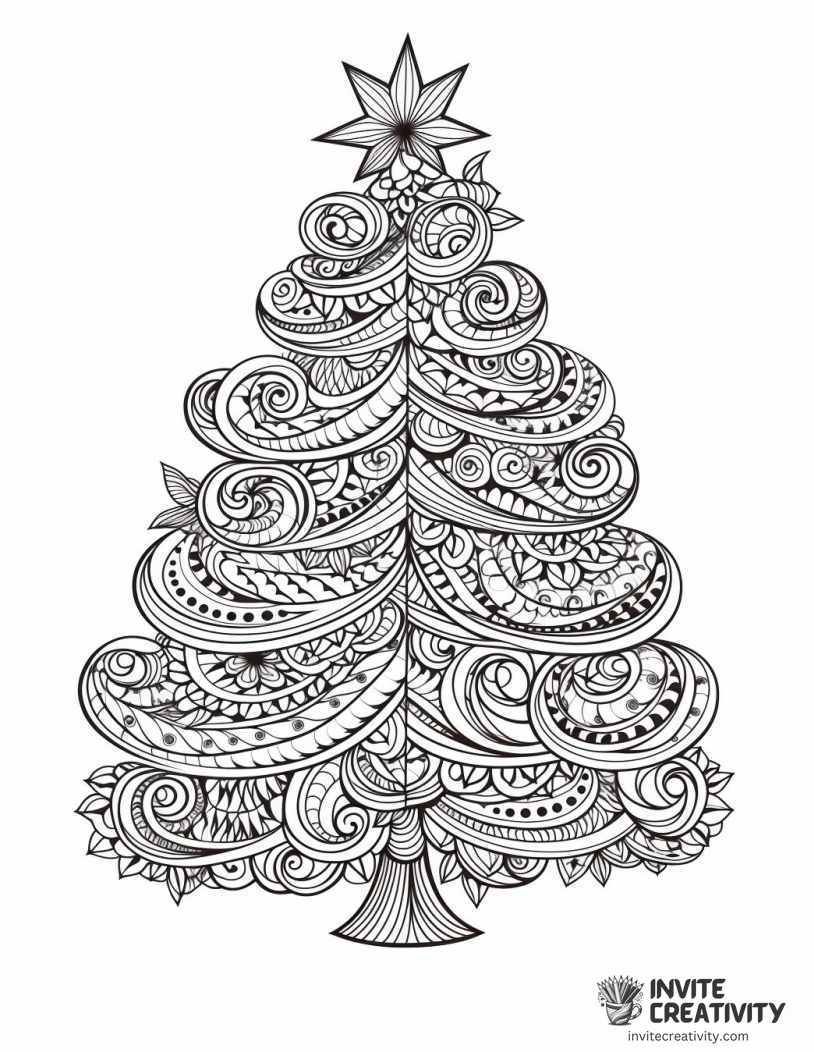 christmas tree zentagle Coloring page