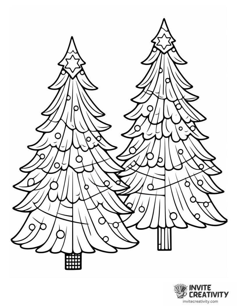 christmas trees blank outline